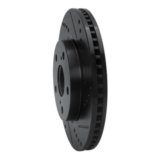 R1 06-18 Lexus HS250H Front Right Drilled & Slotted Black Brake Rotor