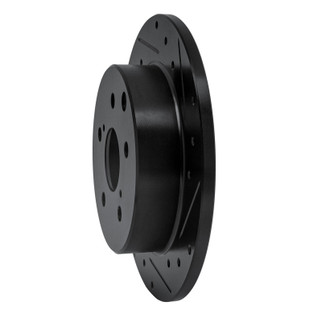 R1 06-18 Lexus HS250H Rear Right Drilled & Slotted Black Brake Rotor