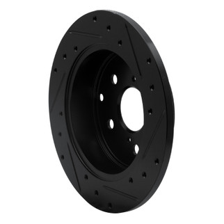 R1 06-18 Lexus HS250H Rear Left Drilled & Slotted Black Brake Rotor