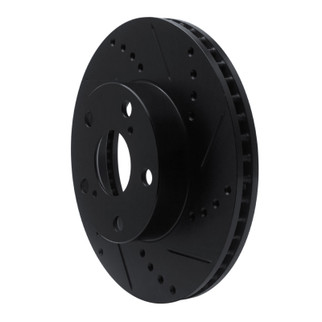 R1 05-15 Toyota Tacoma Front Right Drilled & Slotted Black Brake Rotor