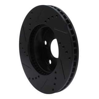 R1 05-15 Toyota Tacoma Front Right Drilled & Slotted Black Brake Rotor