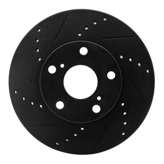 R1 05-15 Toyota Tacoma Front Left Drilled & Slotted Black Brake Rotor