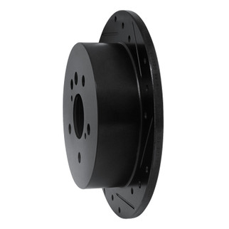 R1 04-10 Toyota SIENNA Rear Right Drilled & Slotted Black Brake Rotor