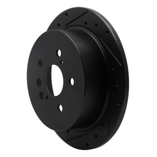 R1 04-10 Toyota SIENNA Rear Left Drilled & Slotted Black Brake Rotor