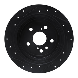 R1 04-09 Lexus RX330 Rear Right Drilled & Slotted Black Brake Rotor