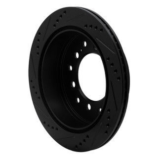 R1 01-09 Lexus GX470 Rear Right Drilled & Slotted Black Brake Rotor