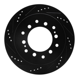R1 01-09 Lexus GX470 Rear Left Drilled & Slotted Black Brake Rotor