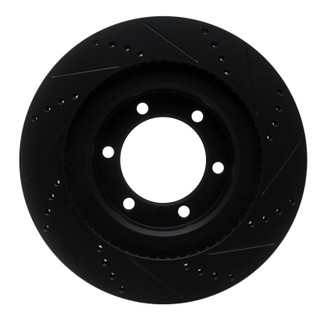 R1 03-09 Lexus GX470 Front Left Drilled & Slotted Black Brake Rotor