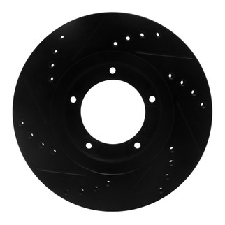 R1 95-04 Toyota Tacoma Front Right Drilled & Slotted Black Brake Rotor