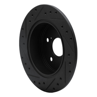 R1 99-03 Lexus RX300 Rear Right Drilled & Slotted Black Brake Rotor