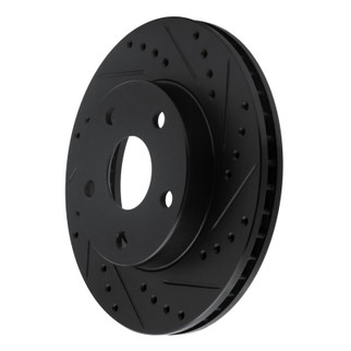 R1 91-96 Toyota Previa Front Right Drilled & Slotted Black Brake Rotor
