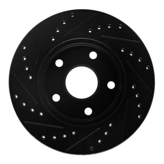 R1 91-96 Toyota Previa Front Right Drilled & Slotted Black Brake Rotor