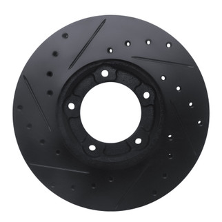 R1 85-92 Toyota Pickup Front Right Drilled & Slotted Black Brake Rotor