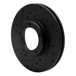 R1 85-92 Toyota Pickup Front Left Drilled & Slotted Black Brake Rotor
