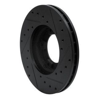 R1 85-92 Toyota Pickup Front Left Drilled & Slotted Black Brake Rotor