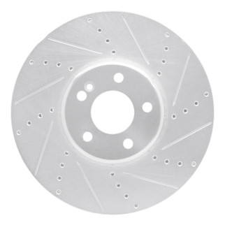 R1 15-23 Mercedes-Benz C350E Front Right Drilled & Slotted Silver Brake Rotor