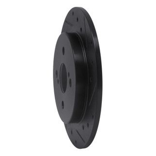 R1 12-18 Toyota Yaris (USA/Canada) Rear Right Drilled & Slotted Black Brake Rotor