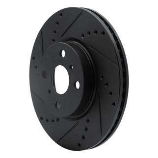 R1 12-18 Toyota Yaris (USA/Canada) Front Left Drilled & Slotted Black Brake Rotor