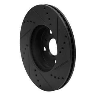 R1 12-18 Toyota Yaris (USA/Canada) Front Left Drilled & Slotted Black Brake Rotor