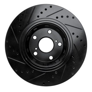 R1 09-15 Toyota Venza Front Right Drilled & Slotted Black Brake Rotor