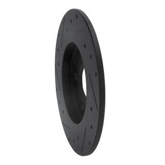 R1 08-18 Pontiac Vibe Rear Right Drilled & Slotted Black Brake Rotor