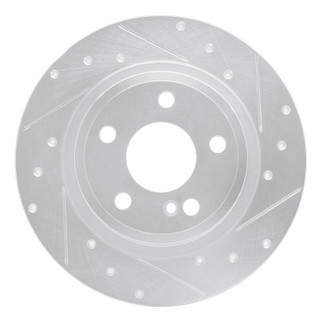 R1 14-20 Infiniti QX30 Rear Right Drilled & Slotted Silver Brake Rotor