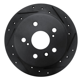 R1 02-08 Lexus ES300 Rear Right Drilled & Slotted Black Brake Rotor