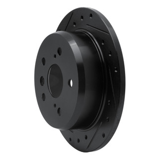 R1 02-08 Lexus ES300 Rear Left Drilled & Slotted Black Brake Rotor