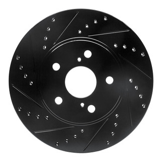 R1 02-15 Lexus ES300 Front Left Drilled & Slotted Black Brake Rotor