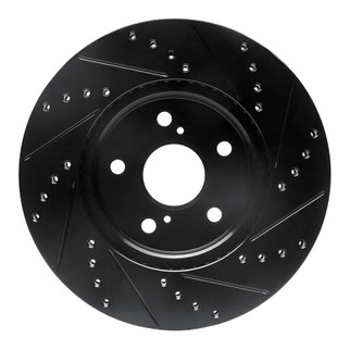 R1 02-15 Lexus ES300 Front Left Drilled & Slotted Black Brake Rotor