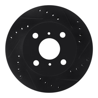 R1 99-05 Toyota Echo Front Right Drilled & Slotted Black Brake Rotor