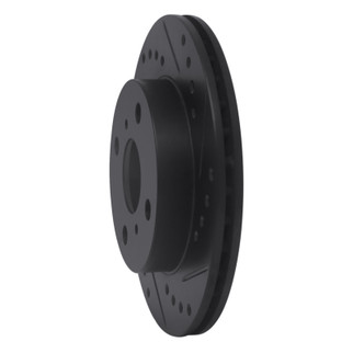 R1 99-05 Toyota Echo Front Right Drilled & Slotted Black Brake Rotor