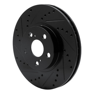 R1 00-10 Pontiac Vibe Front Left Drilled & Slotted Black Brake Rotor