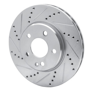 R1 06-11 Mercedes-Benz B200 Front Left Drilled & Slotted Silver Brake Rotor
