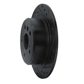 R1 95-99 Toyota AVALON Rear Right Drilled & Slotted Black Brake Rotor