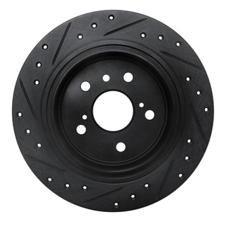 R1 95-99 Toyota AVALON Rear Right Drilled & Slotted Black Brake Rotor