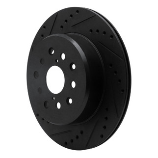 R1 93-98 Toyota Supra Rear Left Drilled & Slotted Black Brake Rotor