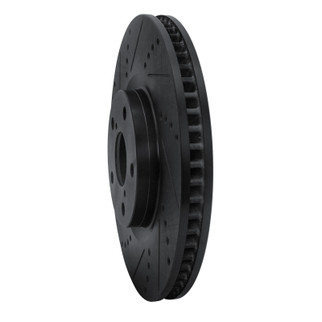 R1 93-98 Toyota Supra Right Front Drilled & Slotted Black Brake Rotor