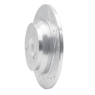R1 07-13 Mercedes-Benz CL550 Rear Right Drilled & Slotted Silver Brake Rotor