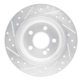 R1 07-13 Mercedes-Benz CL550 Rear Right Drilled & Slotted Silver Brake Rotor