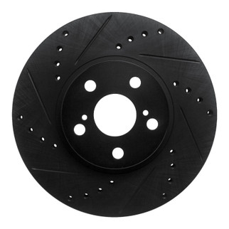 R1 94-99 Toyota Celica Front Left Drilled & Slotted Black Brake Rotor
