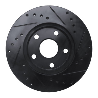 R1 92-95 Toyota MR2 Front Left Drilled & Slotted Black Brake Rotor