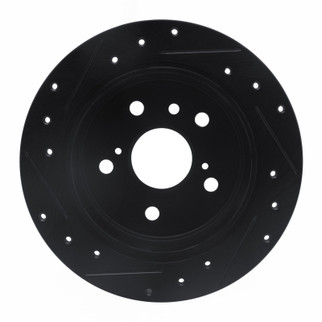 R1 92-03 Lexus ES300 Rear Right Drilled & Slotted Black Brake Rotor