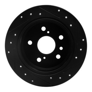 R1 92-03 Lexus ES300 Rear Left Drilled & Slotted Black Brake Rotor