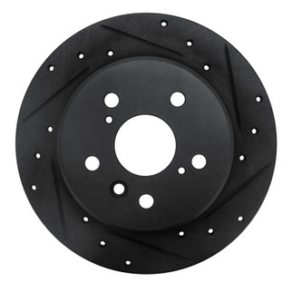 R1 92-03 Lexus ES300 Rear Right Drilled & Slotted Black Brake Rotor