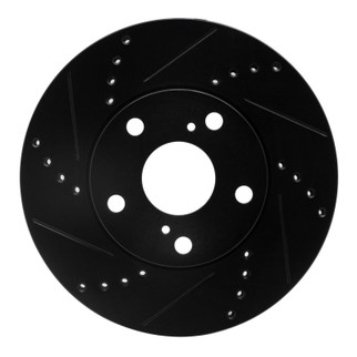 R1 92-06 Lexus ES300 Front Left Drilled & Slotted Black Brake Rotor