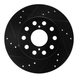 R1 91-95 Toyota MR2 Rear Left Drilled & Slotted Black Brake Rotor