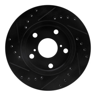 R1 91-95 Toyota MR2 Front Right Drilled & Slotted Black Brake Rotor