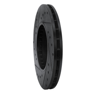 R1 90-93 Toyota Celica Front Right Drilled & Slotted Black Brake Rotor