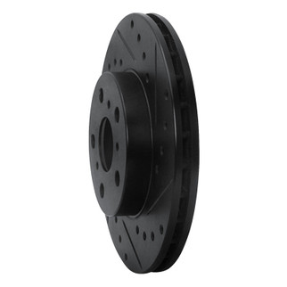 R1 90-91 Toyota Celica Front Right Drilled & Slotted Black Brake Rotor